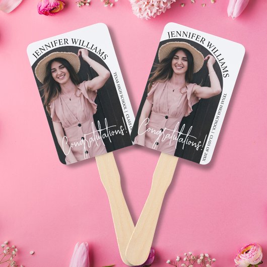 Éventail élégante photo minimaliste de graduation