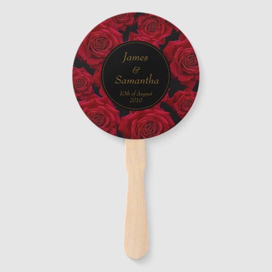 Éventail Élégante Rose rouge - Mariage (Dos)