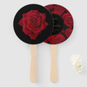 Éventail Élégante Rose rouge - Mariage (Devant et derrière)
