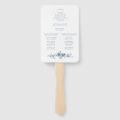 Éventail Élégante toile Florale Bleue Française Gravée (Dos)