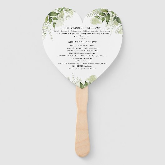 Éventail Élégante verdure Programme de mariage floral Coeur (Dos)