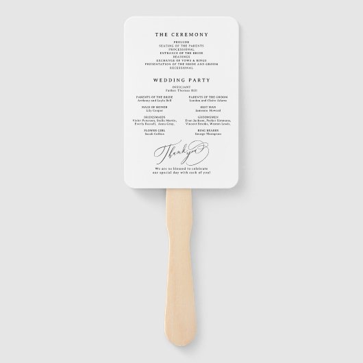 Éventail Élégants programmes de mariage simples avec écritu (Dos)