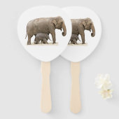 Éventail Eléphant mère et bébé (Devant et derrière)