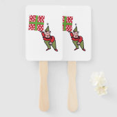 Éventail Elf With Polka Dot Gift rectangle hand fans (Devant et derrière)