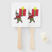Éventail Elf With Red Box rectangle hand fans (Devant et derrière)