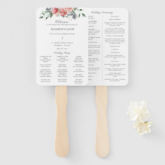 Éventail Elizabeth Catholic Wedding Programme avec Messe (Devant et derrière)