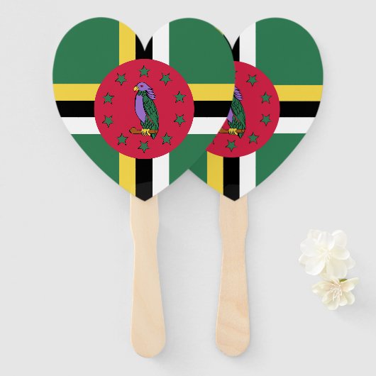 Éventail Emblème du drapeau de la Dominique (Devant et derrière)