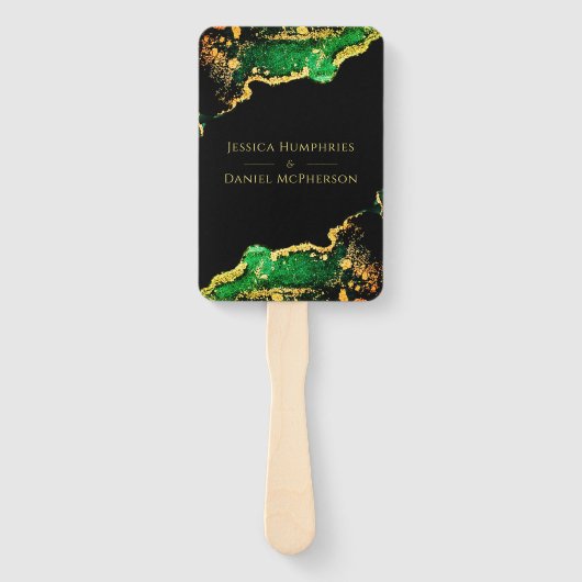 Éventail Emerald Bronze Black Wedding Programme Ensemble de (Devant)