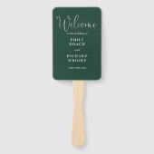 Éventail Emerald Green Elegant Script Wedding Programme (Devant)