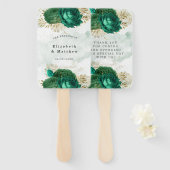 Éventail Emerald Green Gold Shine Parties scintillant Maria (Devant et derrière)