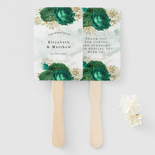 Éventail Emerald Green Gold Shine Parties scintillant Maria