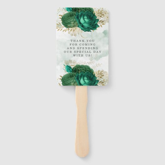 Éventail Emerald Green Gold Shine Parties scintillant Maria (Dos)