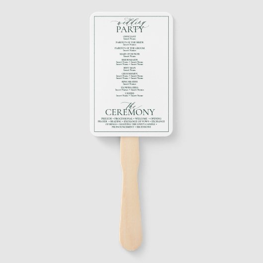 Éventail Emerald Green Leafy Crest Monogramme Programme de  (Dos)