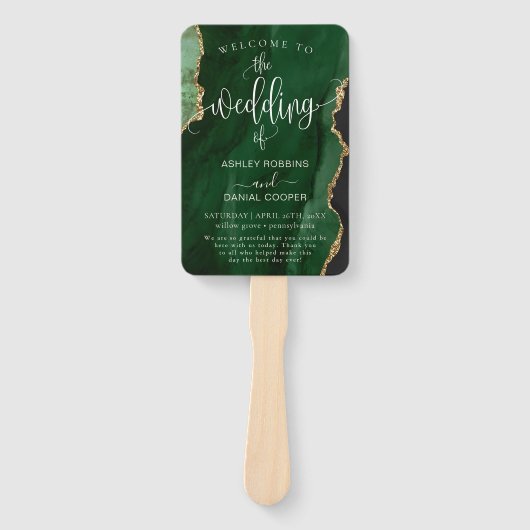 Éventail Emerald Green Programme de mariage minimal (Devant)