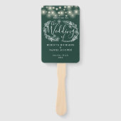 Éventail Emerald Green String Lights Wedding Programme (Devant)