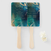 Éventail Émeraude vert nébuleuse galaxie nuit ciel doré feu (Devant et derrière)