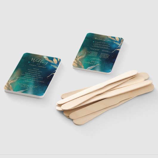 Éventail Émeraude vert nébuleuse galaxie nuit ciel doré feu (Non-assemblé)