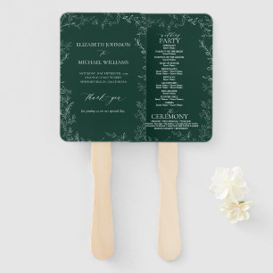 Éventail Émeraude verte moderne Programme de mariage élégan