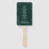 Éventail Émeraude verte moderne Programme de mariage élégan (Dos)