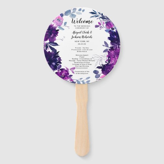 Éventail Enchantée Floral Wreath Mariage Cérémonie Programm (Devant)