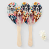 Éventail Ensemble cadeau de fanas de chien floral (Devant et derrière)