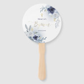 Éventail ensemble de dix aquarelle bleu rose Baptême (Dos)