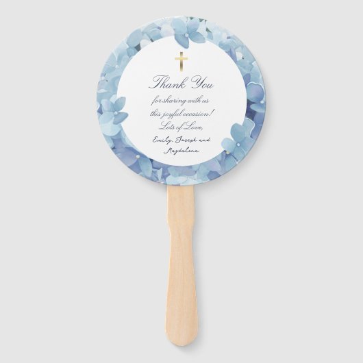 Éventail ensemble de dix hydrangea cadre Baptême (Dos)