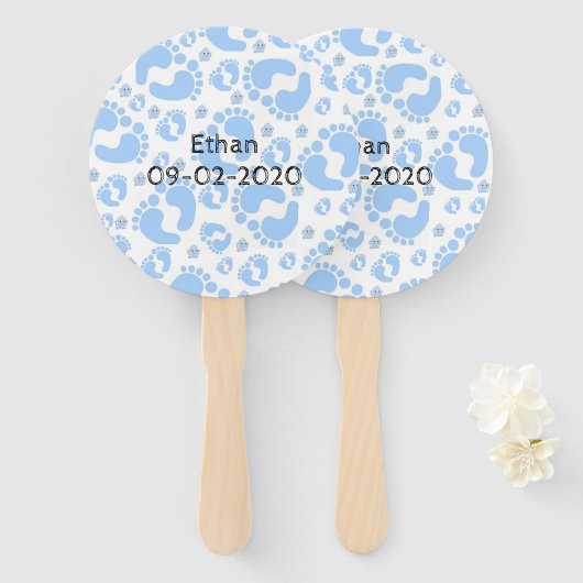 Éventail Ensemble de fans Bébé Pieds Bleus Garçon (Devant et derrière)