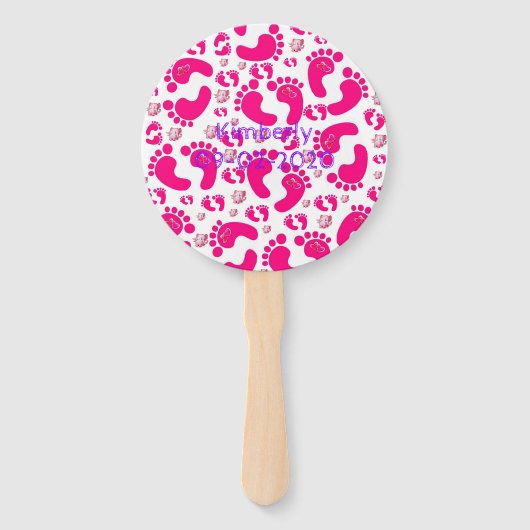 Éventail Ensemble de fans bébé pieds roses fille (Devant)