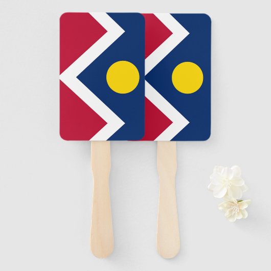 Éventail Ensemble de ventilateur à main avec drapeau de Den (Devant et derrière)