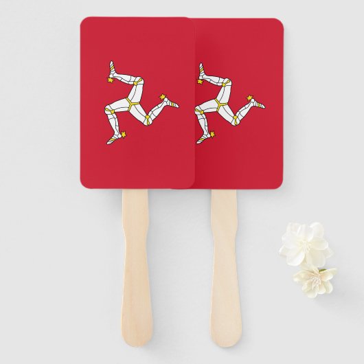 Éventail Ensemble de ventilateur à main avec drapeau de l'î (Devant et derrière)