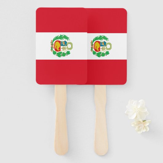 Éventail Ensemble de ventilateur à main avec drapeau du Pér (Devant et derrière)