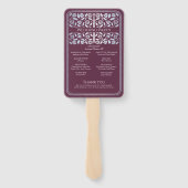 Éventail Épée argentée médiévale mauve programme de mariage (Dos)