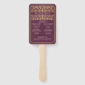 Éventail Épée dorée mauve médiévale Programme de mariage ro (Dos)