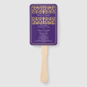 Éventail Épée dorée médiévale violette Programme de mariage (Devant)