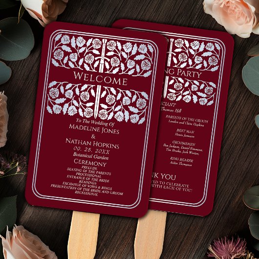 Éventail Épée Médiévale Argentée Rouge Programme de Mariage