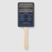 Éventail Épée Médiévale Bleue Or Programme de Mariage Royal (Dos)