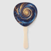 Éventail Espace Abstrait moderne Royal Blue et Gold Swirls (Devant)