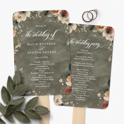 Éventail Ethereal Elegance Sage Whisper Wedding Programme