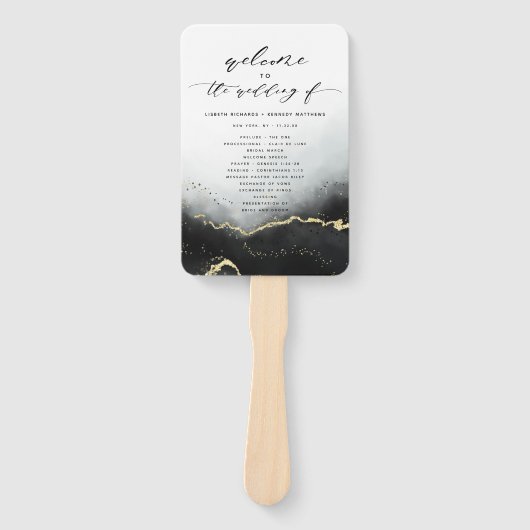 Éventail Ethereal Mist Ombre Black Mariage programme de cér (Devant)