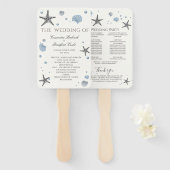 Éventail Étoile de mer grise programme de cérémonie Coquill (Devant et derrière)