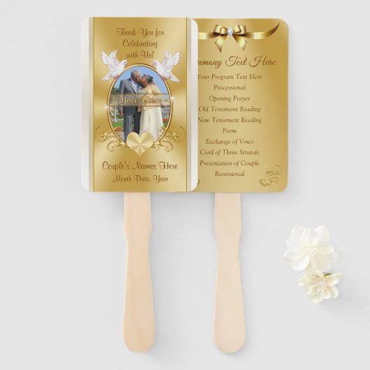 Éventail Étonnant or Mariage Anniversaire du programme Fans (Devant et derrière)