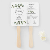 Éventail Eucalyptus aquarelle programme de mariage moderne (Devant et derrière)