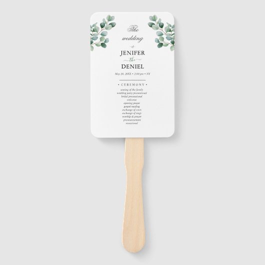 Éventail Eucalyptus Botanical Greenery  Wedding (Devant)