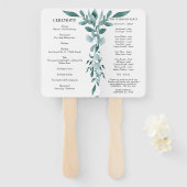 Éventail Eucalyptus Cadre vert Bleu Bleu Blanc Noir (Devant et derrière)