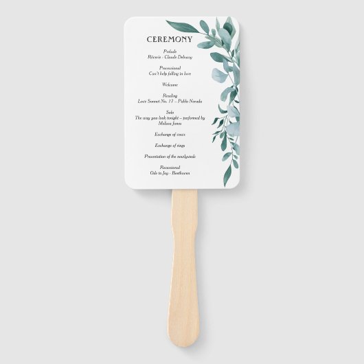 Éventail Eucalyptus Cadre vert Bleu Bleu Blanc Noir (Devant)