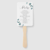 Éventail Eucalyptus et Calligraphie Mariage programme de cé (Dos)