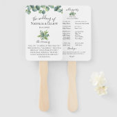 Éventail Eucalyptus Feuilles programme de mariage (Devant et derrière)