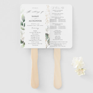 Éventail Eucalyptus Glow Gold Programme de mariage vert