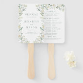 Éventail Eucalyptus Greenery Leaves Boho Wedding Program (Devant et derrière)